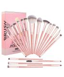 20pcs Professional Makeup Brush Set - Travel Kabuki & Eyeshadow Brushes with Gift Box | Pink Cosmetic Brush Set for Foundation & Concealer - Buy Online on SooperMarket.com