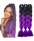 Buy Tess Braids Extensions Ombre 60 cm - 3 Pack Jumbo Kanekalon Hair Braids for Box Braids - #19 Purple/Black Ombre 100g Bundle - Buy Online on SooperMarket.com