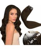 LAAVOO Easy Loop Hair Extensions - Brown 18 Inch Real Remy Hair with Microrings 50s Pack Brown #4 50g - Premium Microlink Extensions - Buy Online on SooperMarket.com