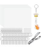 Cridoz Shrinky Dink Keychain Kit - 20 Sheets, Keychain Clip, Split Key Rings, Jump Rings, Hole Punch for Kids Creative Fun - Buy Online on SooperMarket.com