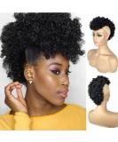 Jerry Curly Afro Puff Bun | Synthetic Clip-In Hair Extension with Bangs | Afro Kinky Curly Hair Bun | 1B Black - Buy Online on SooperMarket.com