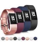 Tobfit Sport Bands for Fitbit Charge 2 - 4 Pack Replacement Wristbands (Black, Rose Gold, Wine Red, Blue) - Women Men Small/Large - Buy Online on SooperMarket.com