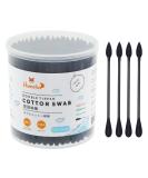 HOMEFOX Black Cotton Swabs - 200 Count, Organic Charcoal Tip, Double Sided, Gentle & Cruelty-Free - Buy Online on SooperMarket.com