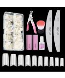 Nail Tips and Glue Venares Fake Nail Tips Oval 500Pcs 10 Size French Tip False Nails with Glue Nails Files Nail Buffer Blocks Nail Brush Nail Clipper Natural Falses Nail Tips and Glue Gel Kit - Buy Online on SooperMarket.com