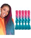 Tess Braids Extensions 60 cm - 5 Pack Jumbo Kanecalon Ombre Blue & Pink Hair Braids for Box Braids - 100g Bundle - Buy Online on SooperMarket.com
