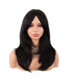 MapofBeauty 20 Inch Long Layered Straight Synthetic Shoulder Length Wig with Bangs - Black - Buy Online on SooperMarket.com