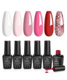 Beetles Gel Nail Polish Set - 6 Colors Pink Rose Red Glitter Kit | Fall in Love Collection for Women | Valentine's Day Nails Gifts - Buy Online on SooperMarket.com