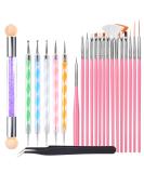 Fandamei 22-Part Nail Art Brush Set - 15 Nail Brushes 5 Dotting Pens Sponge Brushes & Tweezers for Perfect Nail Design | International Shipping - Buy Online on SooperMarket.com