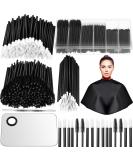 260 Pieces Disposable Makeup Tools Kit, Eyeliner Brushes Mascara Wands Lipstick Applicators Plastic Organizer Box Short Waterproof Cape Stainless Steel Makeup Palette, Spatula (Black) (Black) - Buy Online on SooperMarket.com