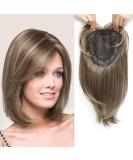 Short Bob Hair Topper for Women | Ash Light Brown with Highlights | Hair Volume Enhancement | 12 Inch Clip-in Wiglet | Fiber Hairpiece for Thinning Hair - Buy Online on SooperMarket.com