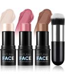 3-Piece Cream Contour Pencil Set - Waterproof Highlighter & Blush Sticks for Long-Lasting Light Finish | International Shipping - Buy Online on SooperMarket.com