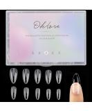 Almond Shaped Nail Tips 500Pcs Clear Acrylic Medium Nails Full Cover with Case for DIY Nail Art 10 Sizes - Buy Online on SooperMarket.com