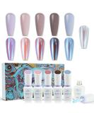 Buy CHARMCY Nail Gel Polish Set - 6PCS Chrome Metallic Mirror Effect | Long-Lasting Blue Brown Fall Gel Nail Polish Kit for Home Salon Nail Art - Buy Online on SooperMarket.com