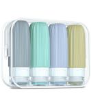 Gemice silicone travel bottles set 60ml 4 pieces of travel bottles to fill hand luggage liquids leak-proof cosmetic bottles for filling travel container bpa-free FDA approved (mint green) - Buy Online on SooperMarket.com