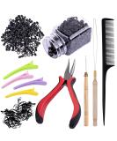 Duufin Hair Extensions Tools Kit 500 Pcs Black Micro Ring Beads 1 Pc Micro Beads Plier 2 Pcs Loop Needle Threader Pulling Hook 4 Pcs Plastic Alligator Clips 1 Pc Comb and 2 Bags Mini Rubber Bands - Buy Online on SooperMarket.com