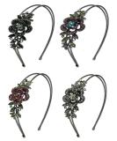 Set of 4 Crystal Flower Headbands - 4 Colors (Jet, Lavender, Rose, Crystal) - Buy Online on SooperMarket.com