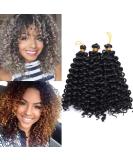 Tess Curly Crochet Hair Extensions - Short Water Wave 8 Synthetic Braids | 3 Bundles Natural Black (90g) - Buy Online on SooperMarket.com