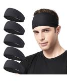 Acozycoo Mens Running Headband,5Pack,Mens Sweatband Sports Headband for Running,Cycling,Basketball,Yoga,Fitness Workout Stretchy Unisex Hairband 5 Black - Buy Online on SooperMarket.com
