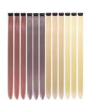 12 Pcs Colored Hair Extensions Colorful Clip in Hair Extensions 22 inch Synthetic Straight Hair Extensions for Kids Girls Women Brown - Buy Online on SooperMarket.com