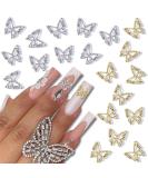 20Pcs Alloy Butterfly Nail Charms - 3D Metal Rhinestones for Acrylic Nails | Shiny Crystal Nail Art Gems for DIY Manicure - Women's Nail Decoration Supplies - Buy Online on SooperMarket.com