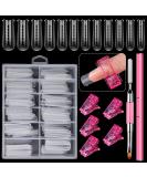 EBANKU Dual Nail Forms Set with 120 Piece Dual Nail Forms Poly gel Coffin Nail Mold 1Pcs Pink Poly gel Dual-Ended Nails Brush 5Pcs Pink Dual Form Nail Clips for Acrylic Nails Extension Nails Clear - Buy Online on SooperMarket.com