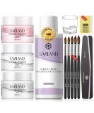 Saviland Acrylic Nail Kit - 30g Clear Pink & White Powder 120ml Liquid Set for Beginners | DIY Nail Art Extension - Buy Online on SooperMarket.com