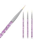 Hanyousheng 3 Pcs Nail Art Brushes Set - Fine Detail Paint Brush Pen for DIY & Professional Nail Art Design - Purple - Buy Online on SooperMarket.com