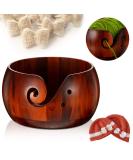 Willbond Wooden Yarn Bowl - Handmade 6x3 inch Knitting & Crochet Holder with Holes for DIY Accessories - Buy Online on SooperMarket.com