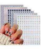 6 Sheets Star Nail Stickers 3D Glitter Shiny Gold Silver White Black Stars Nail Art Sticker Geometry Star Sticker DIY Transfer Decal Designs Nail Tips DIY Manicure Luxury Nail Art Decoration Supplies Design 6 - Buy Online on SooperMarket.com