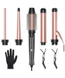 5 in 1 Curling Iron Set | Instant Heat Hair Curling Wand with Ceramic Wands & Accessories for Girls and Women - Black - Buy Online on SooperMarket.com