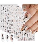9 Sheets Gold Nail Art Stickers - Self-Adhesive 3D Decals for Nail Design - Abstract Line, Leopard Print, Leaves, Flower Sliders - French Manicure Decoration - Design 2 - Buy Online on SooperMarket.com