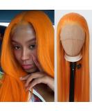 Orange Lace Front Wig - Long Straight Synthetic Hair for Black Women - Heat Resistant Fiber - Cosplay and Daily Wear - Buy Online on SooperMarket.com