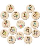16-Piece Floral Wooden Baby Monthly Milestone Cards - Double-Sided Baby Months Signs for Newborn Photo Props - Fresh Flowers Design - Buy Online on SooperMarket.com