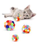 Cat Toy Balls with Bell - Colorful Soft Fuzzy Balls for Indoor Cats and Kittens - Interactive Chewing Toys - 3 Pack - Buy Online on SooperMarket.com