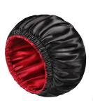 Mikimini Black Satin Bonnet for Curly Hair | Silk Sleep Cap for Women and Men | Reversible Double Layer X-Large Night Cap | Soft Stretchy Hair Care Bonnet (Black+Red) - Buy Online on SooperMarket.com