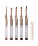 5 pieces nail brush with lid for gelail nail art nailart set Lea-shall thin/flat/round/angled/acrylic nail polish fine brush set uv nails gel detail nail design pen for professional beginners 5PCs rose gold brush set - Buy Online on SooperMarket.com