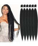 Xusuperb Pre-Stretched Braiding Hair 30 Black - 6 Pack Knotless Extensions | Easy Braids & Calon Yaki Lichen Hair - Buy Online on SooperMarket.com