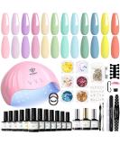 Modelones Gel Nail Kit - 12 Colors Pink Polish Set with 48W Lamp & Top Coats - Buy Online on SooperMarket.com