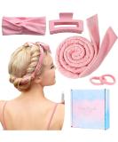 New curly winder curls without heat Heatless curlin band including hairpin slip overnight curl overnight diy hair curler no hea set hair band wave designers for medium long hair pink - Buy Online on SooperMarket.com