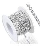 Dowarm 10 Yards 2MM Crystal Rhinestone Close Chain Trim for Sewing Crocs Shoes Clothes Cups  SS6 Claw Rhinestone Chain for Craft Jewelry Wedding Bouquet DIY Decoration  Silver Silver Base with Clear Rhinestone 2MM / SS6 - Buy Online on SooperMarket.com
