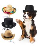 Yewong 3 Pieces Pet Hat Pet Formal Top Hat Mexico Sombrero Hat Cowboy Hat Dog Cat Pet Costume Hat for Halloween Party Photo Props Supplies - Buy Online on SooperMarket.com