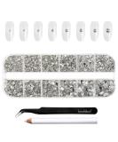 Beadsland Rhinestones for Makeup,8 Sizes 2500pcs Crystal Flatback Rhinestones Face Gems for Nails Crafts with Tweezers and Wax Pencil,Clear,SS4-SS30 - Buy Online on SooperMarket.com