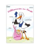 Poster for birth I Stork with baby girl I Welcome home I DIN A2 poster I Baby shower decoration pink birth gift - Buy Online on SooperMarket.com