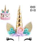 Unicorn Cake Topper Unicorn Birthday Party Supplies Unicorn Birthday Decorations for Girls Unicorn Cake Decoration Unicorn Horn First Birthday Cake Topper Kit with Eyelashes 5.8 Inch Gold - Buy Online on SooperMarket.com
