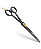 Professional Black Salon Hairdressing Scissors 7 inch - Gold Dial Spring Screw & Hook, Anti-Rust Barber Razor Edge Steel Hair Cutting Tool for Men/Women - Buy Online on SooperMarket.com