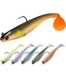 TRUSCEND Pre-Rigged Jig Head Soft Fishing Lures Paddle Tail Swimbaits for Bass Fishing Shad or Tadpole Lure with Spinner Premium Fishing Bait for Saltwater Freshwater Trout Crappie Fishing A-3.50.45oz - Buy Online on SooperMarket.com