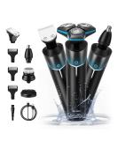 5-in-1 Electric Rotary Shaver for Men - IPX7 Waterproof, Rechargeable Cordless Razor for Shaving Beard, Body, and Pubic Hair - Blue - Buy Online on SooperMarket.com