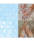 Xmasir 12 Sheets White Henna Tattoo Kit Waterproof Henna Tattoo Stickers for Women Wedding Party Temporary Henna Stickers (White) - Buy Online on SooperMarket.com
