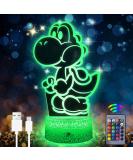 Eygerur Yoshi Night Light for Kids - 3D LED Illusion Lamp | 16 Colors Dimmable, USB Powered, Remote Control - Children's Room Decoration & Holiday Gift - Buy Online on SooperMarket.com