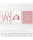 Pompom Prints Set of 3 Girls Bedroom Rainbow Nursery Scandi Boho Decor, 5x7 Inch W - Buy Online on SooperMarket.com